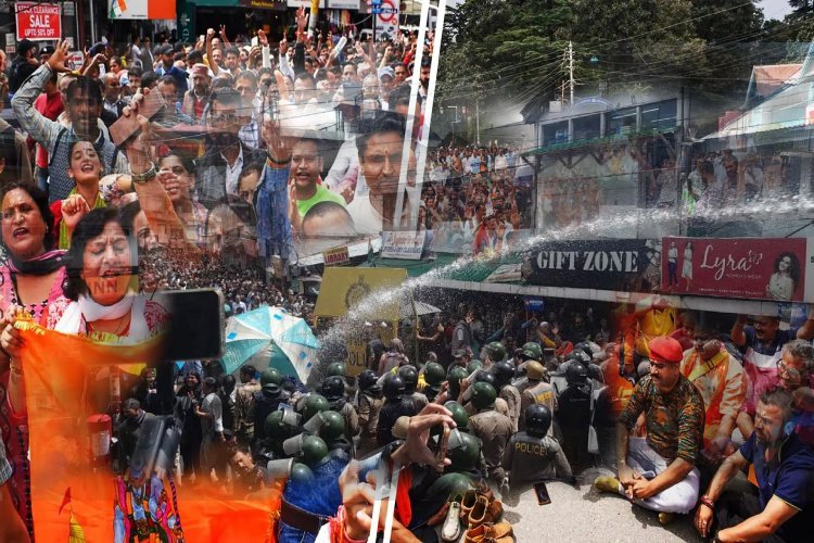 बैरिकेड तोड़ किया हनुमान चालीसा का पाठ, शिमला में सड़कों पर उतरे हजारों प्रदर्शनकारी, पुलिस हो गई नतमस्तक!