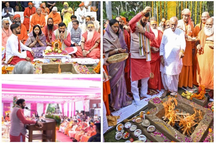 मुख्यमंत्री निवास स्थित संत कबीर कुटीर पर संत आशीर्वाद समारोह का आयोजन, CM सैनी हुए शामिल