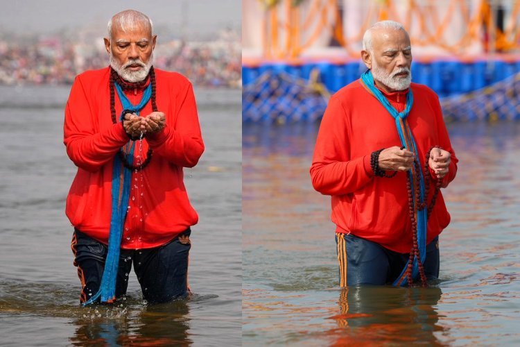 PM Modi Kumbh Snan: हाथ में रुद्राक्ष, भगवा वस्त्र पहन...प्रयागराज के इस घाट पर PM मोदी ने किया पवित्र स्नान