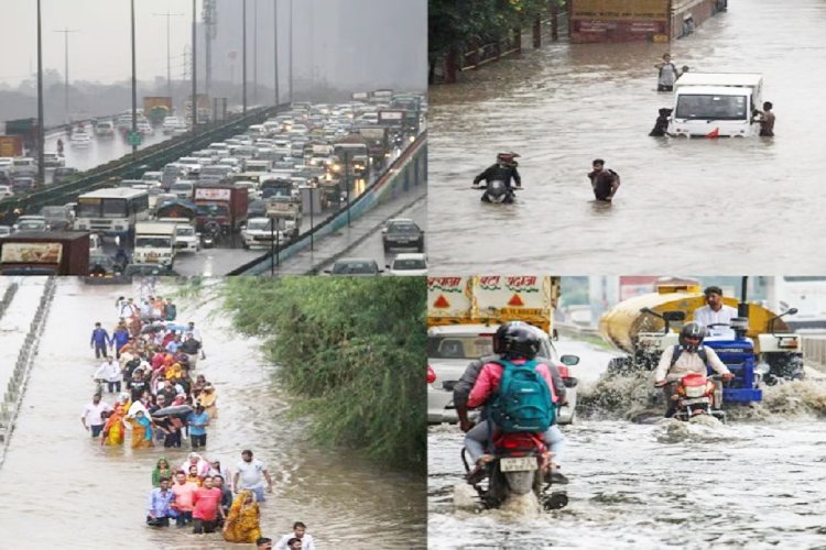 दिल्ली-एनसीआर में भारी बारिश के कारण कई इलाके जलमग्न, रेड अलर्ट जारी, उड़ानें प्रभावित