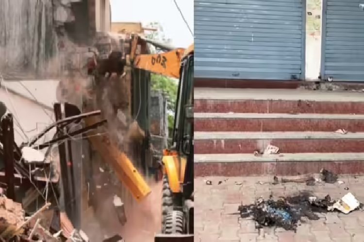 अतिक्रमण हटा रहे बुलडोजर के आगे ''नर्मदा'' ने लगाई खुद को आग, गुजरात की है घटना