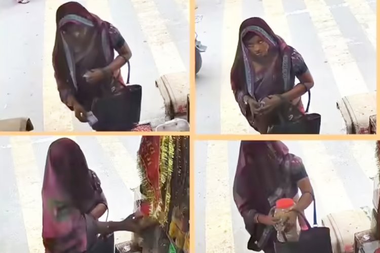 घूंघट ओढ़कर बुजुर्ग दुकानदार के पास पहुंची ''भाभी'' ने कर दिया बड़ा कांड, वीडियो वायरल...