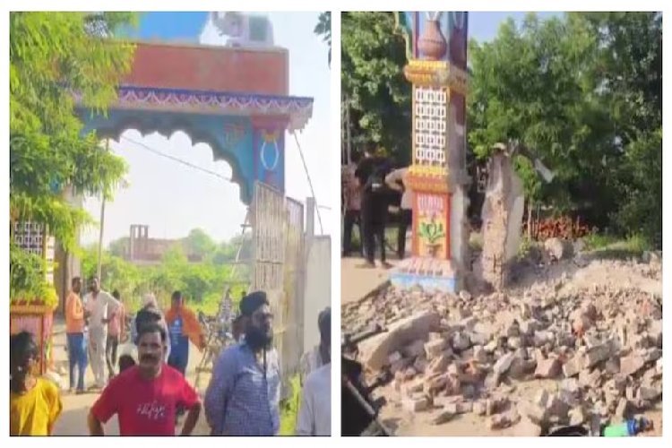 अलवर में प्राचीन सीताराम मंदिर पर हमला: JCB से दीवार  ढहाई, हथियार दिखाकर कब्जे की धमकी