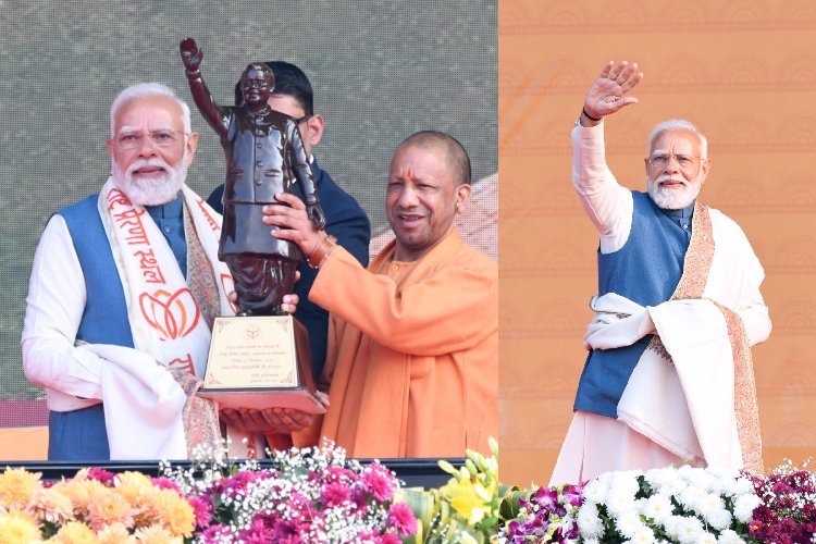 ...जब मंच से पीएम मोदी ने की सीएम योगी के कार्यों की प्रशंसा, रक्षा मंत्री ने दी बधाई