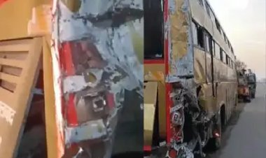 यमुना एक्सप्रेसवे पर बस से टॉयलेट के लिए उतरे फिर वापस नहीं लौटे, टैंकर ने 6 लोगों को कुचल दिया