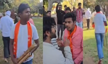 गले में बजरंग दल का पट्टा और हाथों में लट्ठ... पार्क में पब्लिक ने कर दिया भयंकर इलाज!