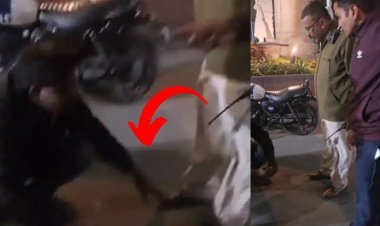 ट्रैफिक सब इंस्पेक्टर की दबंगई ऐसी, माफी के लिए पैरों में गिरा युवक, पर गालियां देते हुए मारी लात