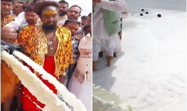 नर्मदा नदी में 11,000 लीटर दूध से मंदिर का अनुष्ठान, हवन में 41 टन सामग्री का उपयोग, वीडियो वायरल