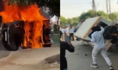 नोएडा में हड़ताली कर्मचारियों का हिंसक प्रदर्शन, पुलिस पर पथराव, कई वाहनों में लगाई आग, DND फ्लाईवे पर भारी जाम