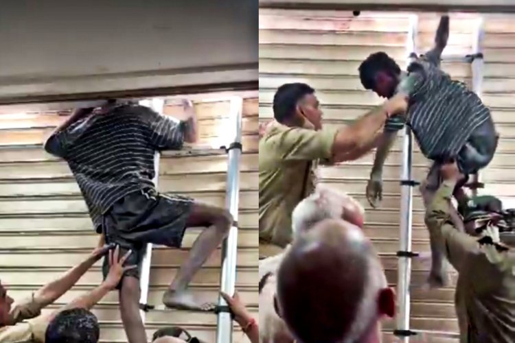 Ghaziabad Viral Video : चोरी करने क्लीनिक में घुसा चोर, शटर और कंक्रीट में फंसा गला, फायर टीम ने किया रेस्क्यू, देखें मजेदार वीडियो