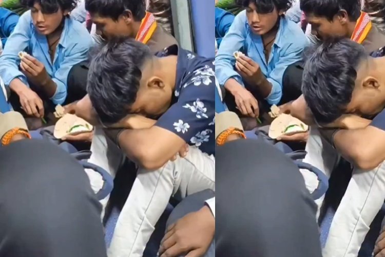 ट्रेन में मिर्च के साथ नमक-रोटी खाते मजदूर का वीडियो वायरल...