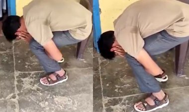 गलत मीटर रीडिंग में बिजली कर्मचारी को अधिकारी ने बनाया मुर्गा, वीडियो वायरल