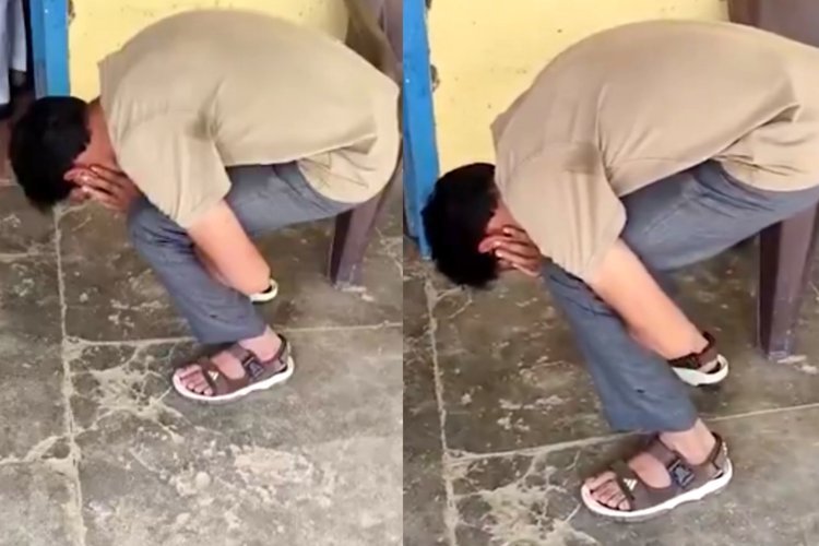 गलत मीटर रीडिंग में बिजली कर्मचारी को अधिकारी ने बनाया मुर्गा, वीडियो वायरल