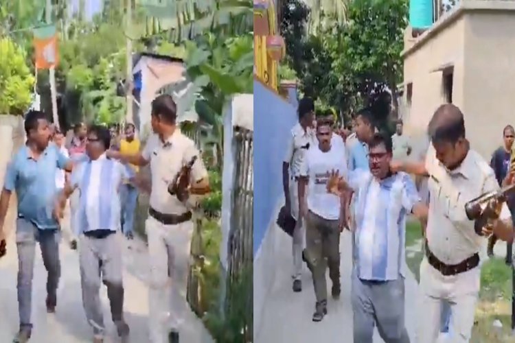 बंगाल में टीएमसी का पार्षद गिरफ्तार, कॉलर पकडकर घसीटते हुए ले गई पुलिस, देह व्यापार और रंगदारी का है आरोप