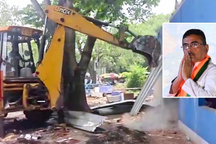 सेल की जमीन पर कब्जा करके बना लिया था TMC कार्यालय, सुवेंदु के बुलडोजर ने ढहाया, सामान लेकर भागते नजर आए कार्यकर्ता
