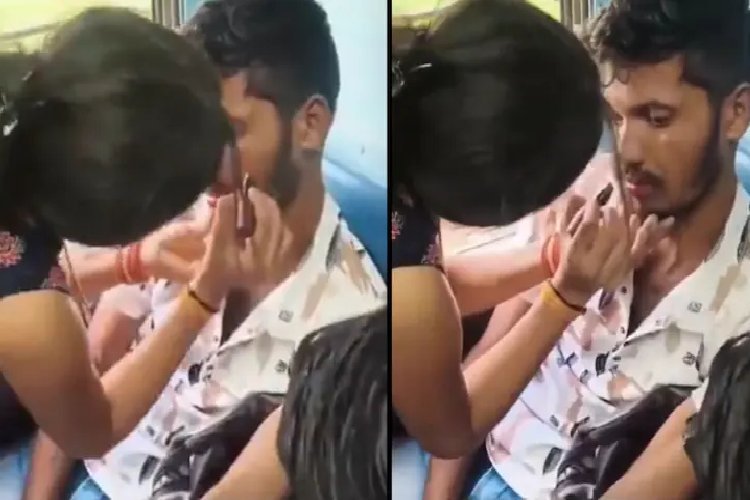 ट्रेन में छेड़छाड़ का विरोध! महिला ने आरोपी के चेहरे पर लगाई लिपस्टिक, हाथों में पहनाई चूड़ियां, वीडियो वायरल