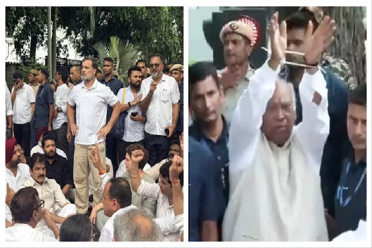 छात्रों के समर्थन में राहुल गांधी, प्रियंका गांधी सहित कांग्रेस नेताओं ने PM आवास के बाहर दिया धरना