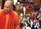 सीएम योगी के भाषण के बीच विधानसभा में भारी हंगामा, एक विधायक निलंबित