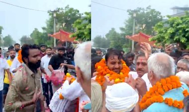 पप्पू यादव पर जूता फेंकने के आरोपी हैप्पी शर्मा-सुमित गिरी का बुलंदशहर में भव्य स्वागत, जीप से निकला रोड शो