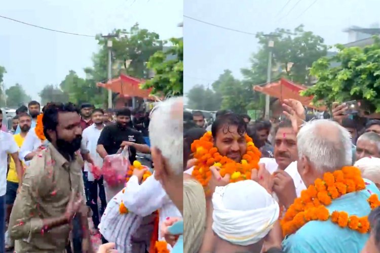 पप्पू यादव पर जूता फेंकने के आरोपी हैप्पी शर्मा-सुमित गिरी का बुलंदशहर में भव्य स्वागत, जीप से निकला रोड शो