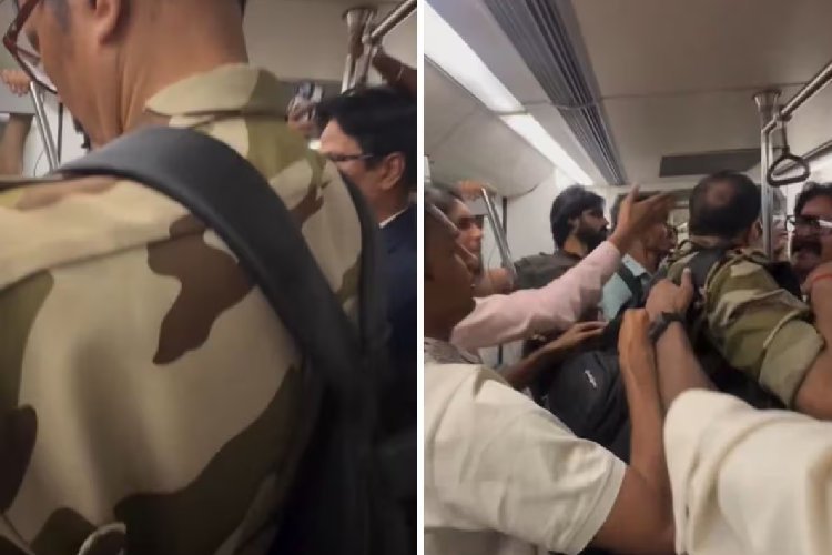 दिल्ली मेट्रो में CISF जवान पर लड़की की छिपी तस्वीरें खींचने का आरोप, हंगामा; पिस्तौल तानने का दावा, वीडियो वायरल
