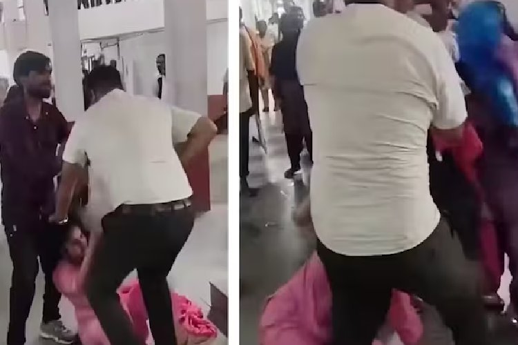 कोर्ट परिसर में पति ने पत्नी के बाल पकड़ गला घोंटने की कोशिश! महिला ने जड़े थप्पड़; वीडियो वायरल, दोनों गिरफ्तार