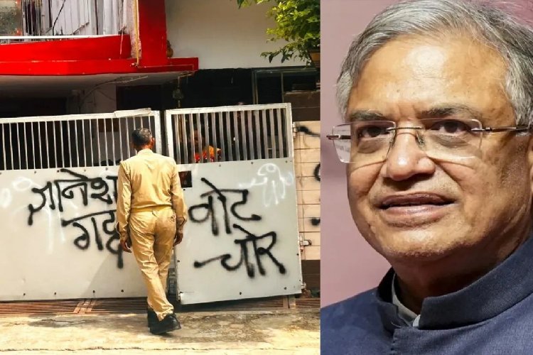 सीईसी ज्ञानेश कुमार के पैतृक घर पहुंचा विरोध, गेट-दीवारों पर पोती कालिख; लिखा ‘वोट चोर-गद्दार’